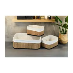 GENERICO - Set x3 de Cestas de Almacenamiento Organizadoras - Estilo Natural Premium