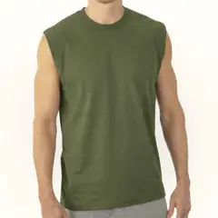 GENERICO - Polo de hombre manga cero100% algodón - Verde Militar