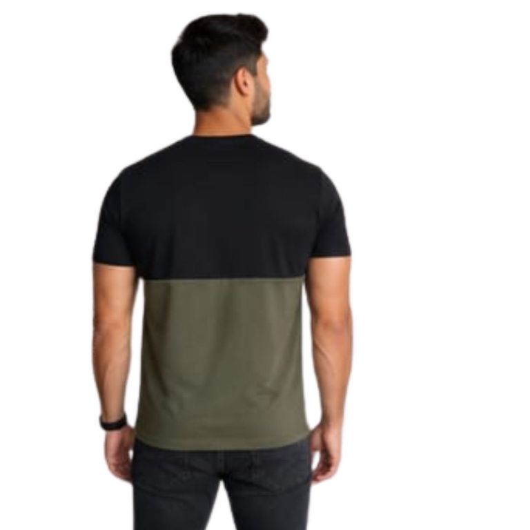 Polo de hombre manga corta algodón peruano - Negro y verde militar