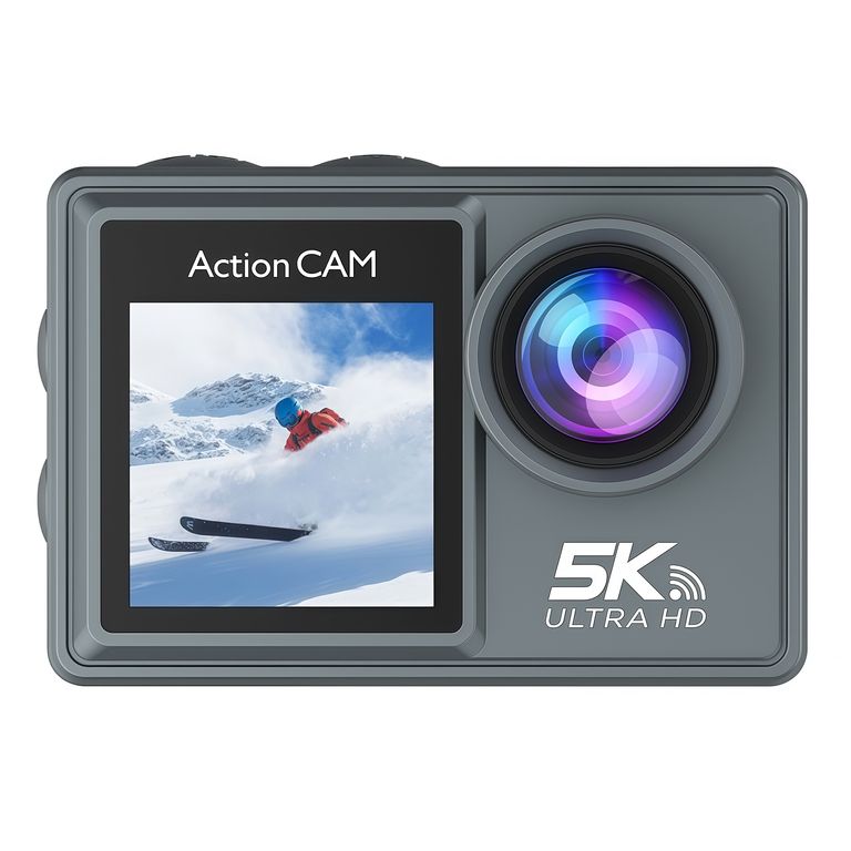 Cámara 5K Deportiva con Pantalla Táctil: Estabilización 6 Ejes y WiFi. ¡Incluye Accesorios!