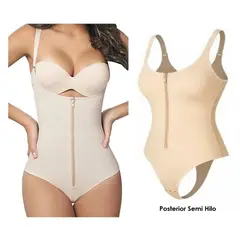 GENERICO - Faja Body Mujer Powernet Moldea Comprime Cierre Semi Hilo Oficina Evento