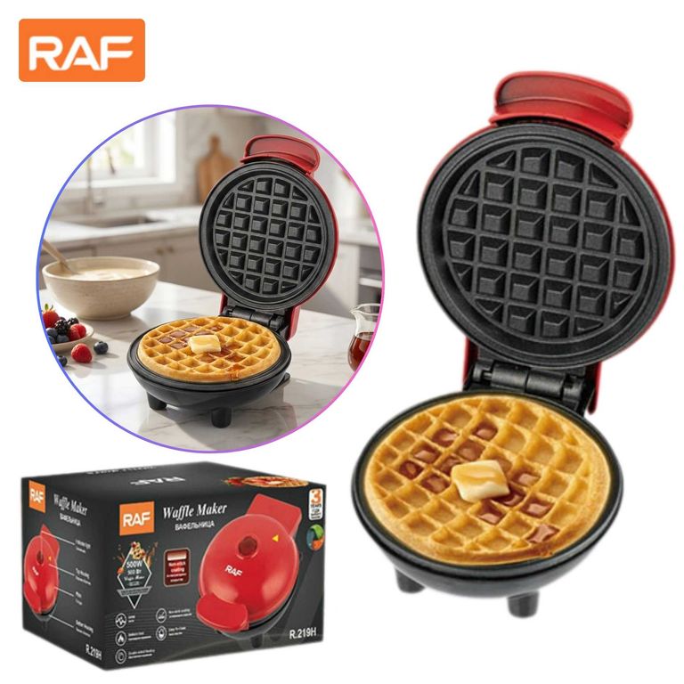 Maquina RAF Electrica Waflera Doble Cara Antiadherente 500W para Desayunos
