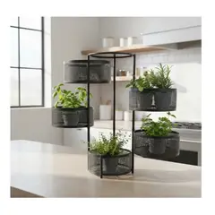 GENERICO - Estante Giratorio Circular De 5 Niveles Multiusos Negro