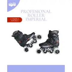 GENERICO - PATINES PROFESIONAL ROLLER IMPERIAL TALLA 36-42 MODELO NEGRO