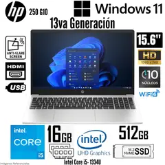 HP - Laptop 250 G10 Intel Core i5-1334U 16GB RAM 512GB SSD 15.6" HD - B03E2LT