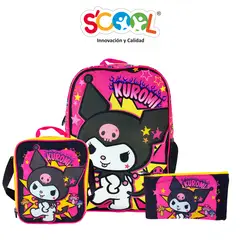 SCOOL - - Set Mochila Oficio Kombat 1 Bol Tela C/PVC Kuromi