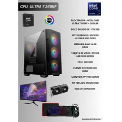 MSI - PC GAMER INTEL ULTRA 7 265KF, RAM 16 GB DDR5, 1 TB SSD, RTX 12 GB 3060, MONITOR 27" FHD CURVO