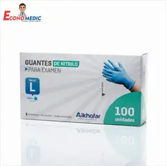 ALKHOFAR - GUANTES DE NITRILO TALLA L X 100 UND COLOR CELESTE