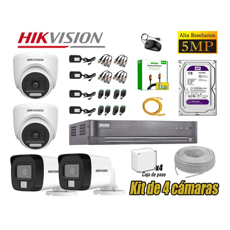 Cámara Seguridad Kit 4 5MP 3K Audio Incorporado HDMI 3M Disco 1TB WD