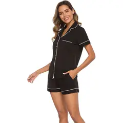 OTTOWARE - PIJAMA CAMISERO DAMA NEGRO