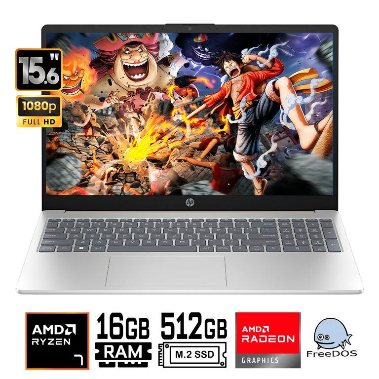 Laptop 15-FC0012LA Ryzen 7 - 7730U 15.6"FHD Ram 16Gb SSD 512GB Free Dos