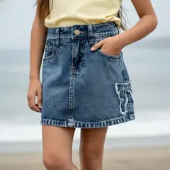 GENERICO - Falda Denim Parche Short Interior - Angela Kids