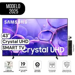 SAMSUNG - Televisor 43 Crystal UHD 4K Smart TV UN43U8000FGXPE - Negro