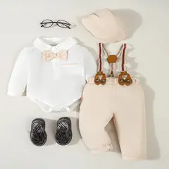 GENERICO - Ropa traje Terno de Niño Pantalon+Boddy +Corbata Michi +Boina +Tirante