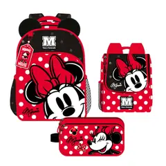 DISNEY CLASICOS - Set Escolar Mochila Lonchera Cartuchera Minnie Disney Oficio