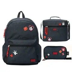 DISNEY CLASICOS - Set Escolar Mochila Lonchera Cartuchera Mickey Mouse Deluxe Oficio
