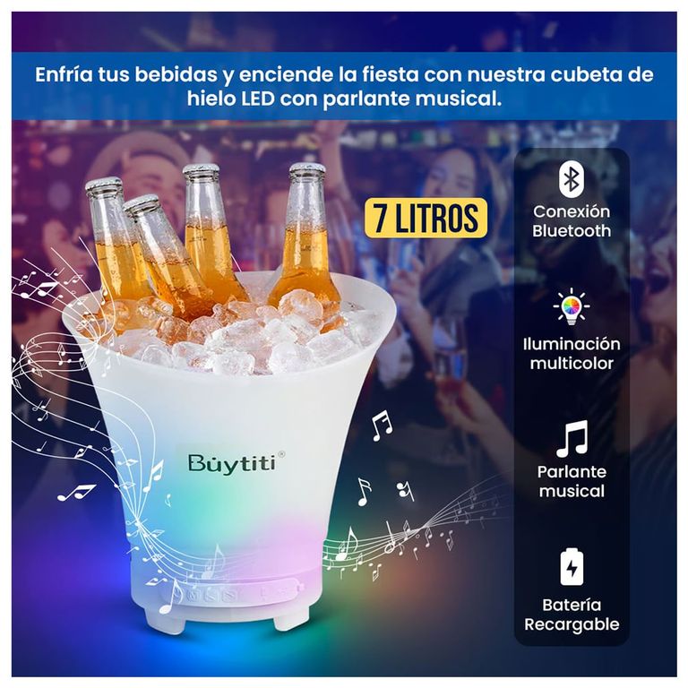 Parlante Hielera Bluetooth con Iluminación RGB De 7 Litros