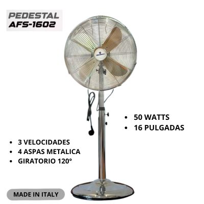 VENTILADOR DE PEDESTAL 16 PULGADAS RBCRRETD METAL COLOR PLATEADO