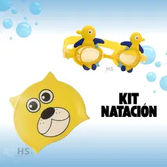 ROHS - Kit Natación Gorro Amarillo + Lentes de Natación Con Diseño de Patito Para Niños