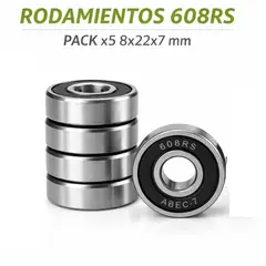 GENERICO - Rodamientos Rígidos de Bolas 608RS 8x22x7 mm pack 5 unidades