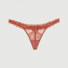 D'LIRIO LENCERIA - Tanga Hilo de Encaje y Tul con Bordes Ondulados