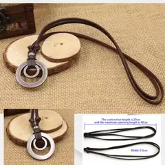 GENERICO - Collar de cordón de cuero ajustable de doble círculo Vintage