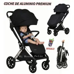 BABY CAM - Coche para Bebe Aluminio Plegado Compacto Alta Gama Negro