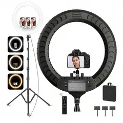 GENERICO - Aro de Luz LED Profesional 45cm con Trípode, Control Remoto y Soporte para 3 Celulares