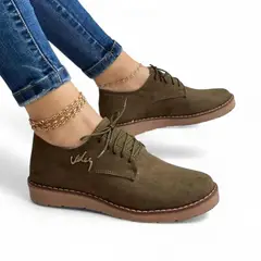 GENERICO - Zapato mujer casual gamuza 2086L-48 color verdoso