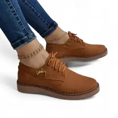 GENERICO - Zapato mujer casual gamuza 2086L-48 color camel
