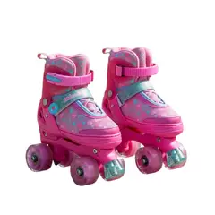GENERICO - Patines Infantiles Ajustables 4 Ruedas Rosa Talla S 31-34