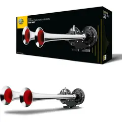 HELLA - Claxon de Aire 24V ≥ 120 dB 370 415 Hz 77W 2 Cornetas Cromado