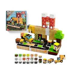 GENERICO - Cubos Magnéticos de Construcción Ciudad y Grúa - Set Didáctico 100 Piezas STEM