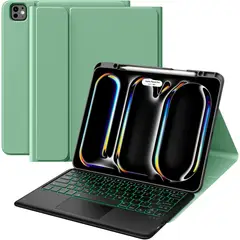 GENERICO - FUNDA CON TECLADO + TOUCHPAD IPAD 9TH GEN 10.2 VERDE ACQUA