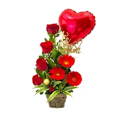 D'AMOUR - Box De Rosas Ferrero Y Gerberas