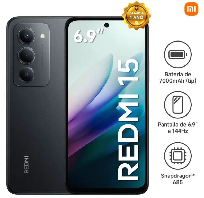 Smartphone Redmi 15 Midnight Black 8G RAM 256G ROM