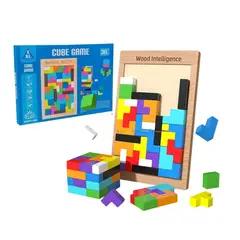 GENERICO - Juego de Bloques de Madera Tipo Tetris Cubo Educativo Montessori 2 en 1