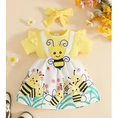 ARELYS - Vestido Niña Abejita + Vincha