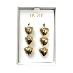 GENERICO - Elegantes aretes dorados corazon noir