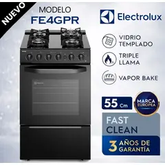 Electrolux - Cocina Freestading Gas 4 Quemadores Triple Llama, Grill 55cm FE4GPR