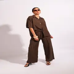 LUVARO - Pantalón Recto Estampado Lino