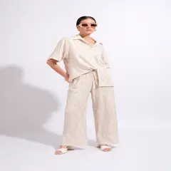 LUVARO - Pantalón Recto Estampado Lino