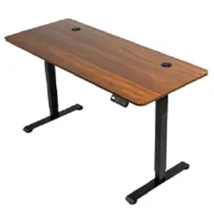 ZIYAZ - Escritorio Electrico 140x60cm Ajust Cafe Base Acero