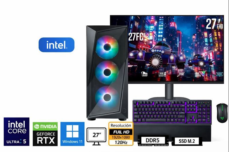 Computadora Enovu Core Ultra 5 225F 16GB 1TB SSD 27" RTX 3050 6GB Windows 11 Pro