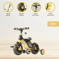 GENERICO - Bicicleta Guía 3 en 1 para Niños «CYCLO GUÍA» YELLOW