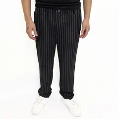 ABORIGEN - Pantalon de Lino a Rayas Negro De Hombre -