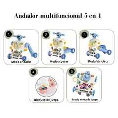 BIBI - Andador caminador para bebe 5 en 1 Azul