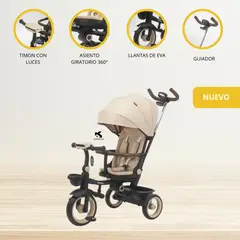 GENERICO - Triciclo Giratorio Plegable para Niños «PURA» BEIGE
