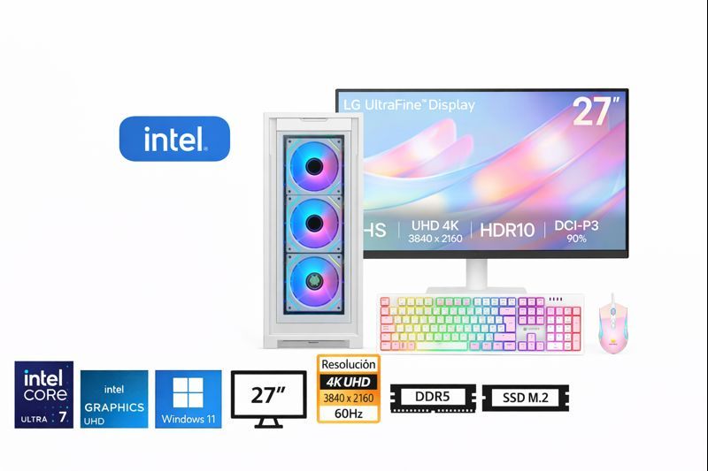 Computadora Enovu Core Ultra 7 265 16GB 512GB SSD 27" UHD Windows 11 Pro