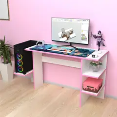 PELIKANO - Escritorio gamer 136 cm blanco/rosado Innovaciones Lumik